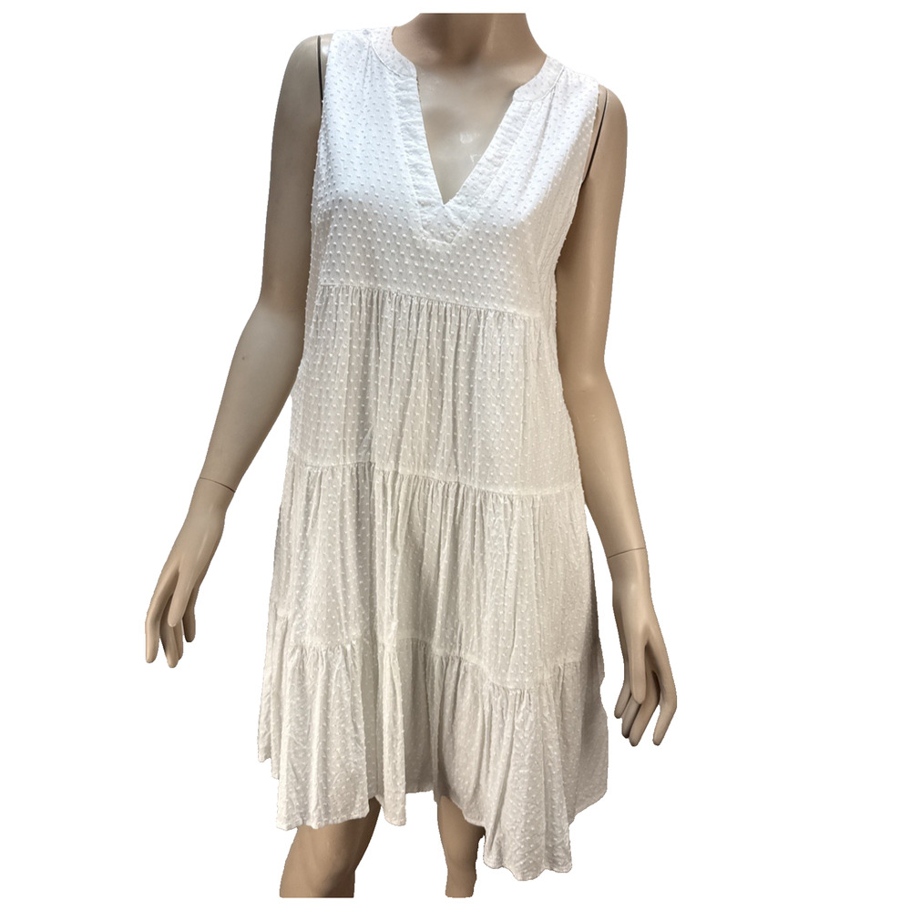 Pomander Place Tuckernuck White Swiss Dot Sleeveless Kenzo Dress Size L Cotton